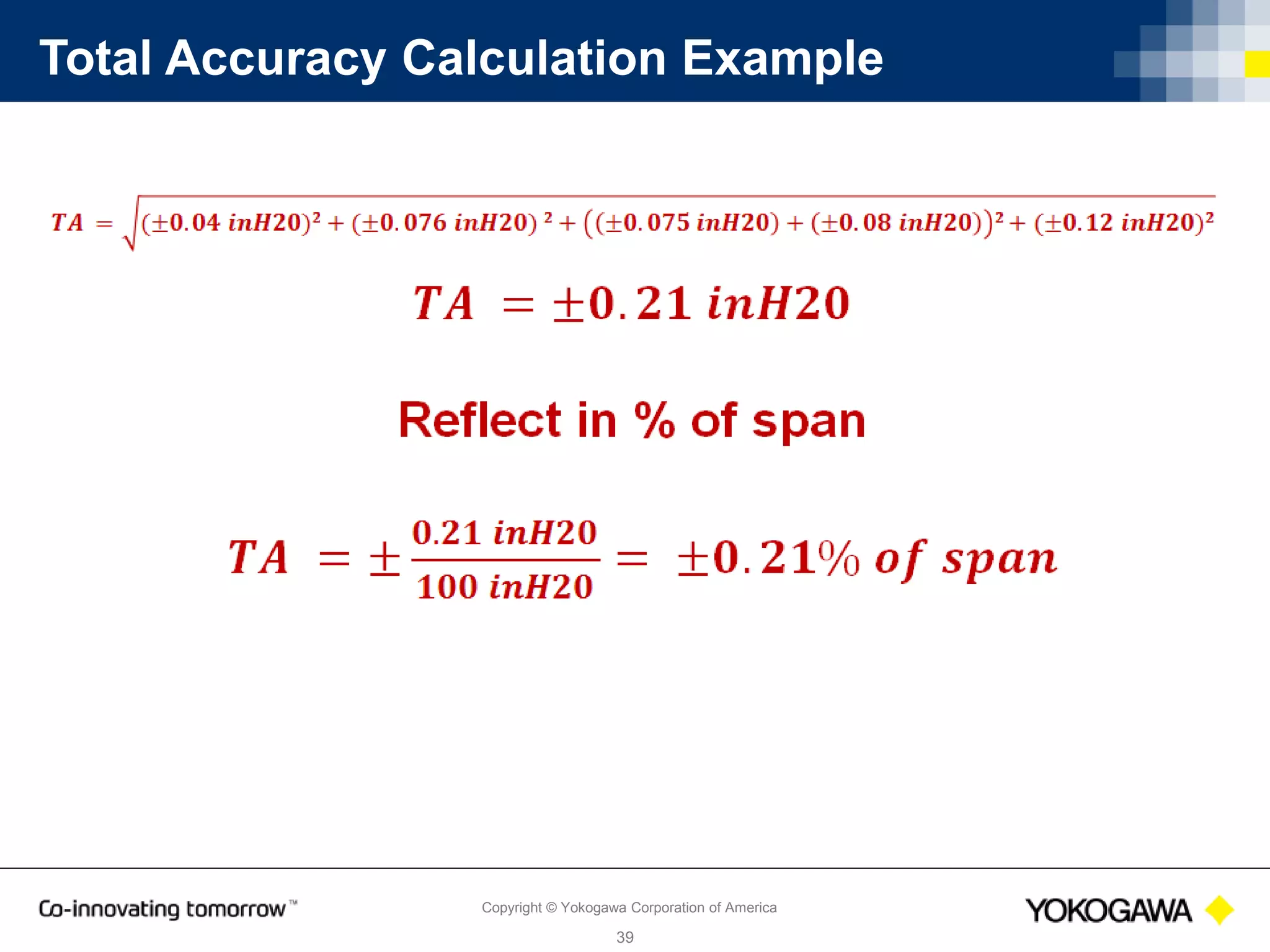 Copyright © Yokogawa Corporation of America
39
Calculating Calibration Interval Example
 