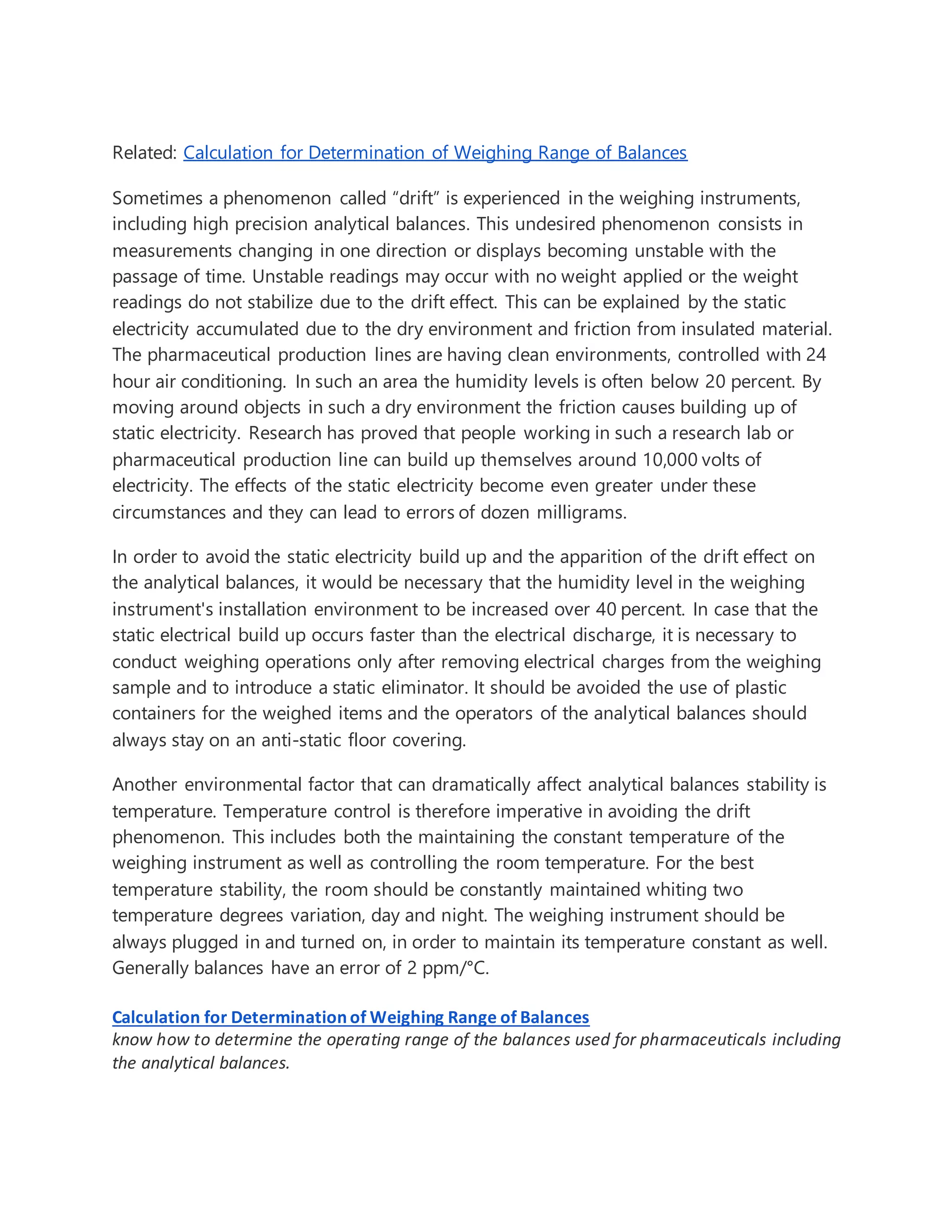 Calibration of analytical balance PDF