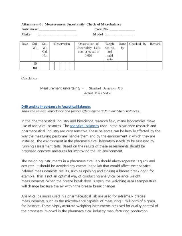Calibration of analytical balance
