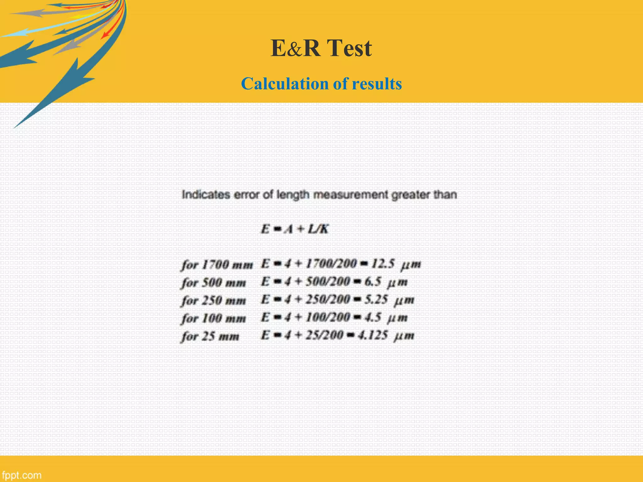 E&R Test
Calculation of results
 
