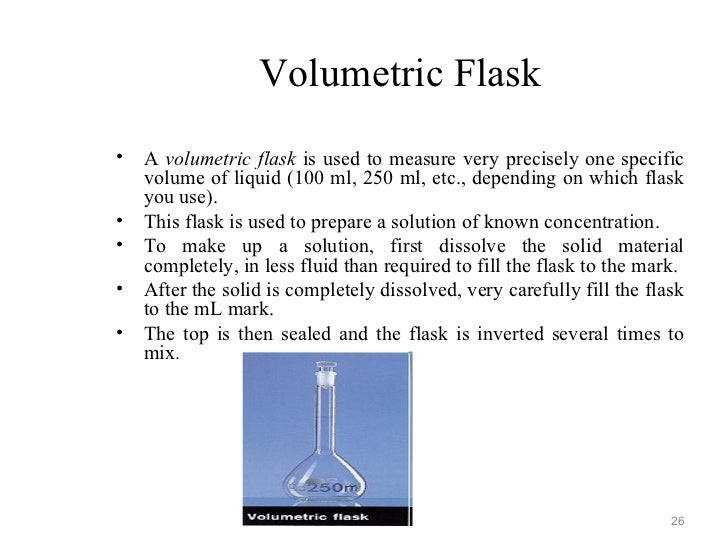 What is the function of a volumetric flask?