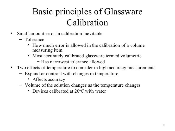 Class A Glassware Tolerance Chart