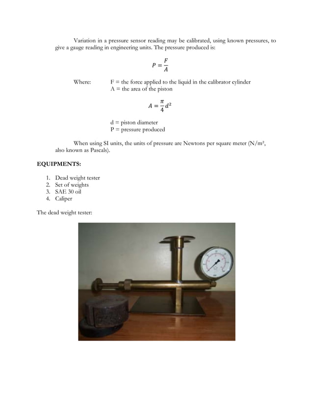 Calibration of pressure gauges