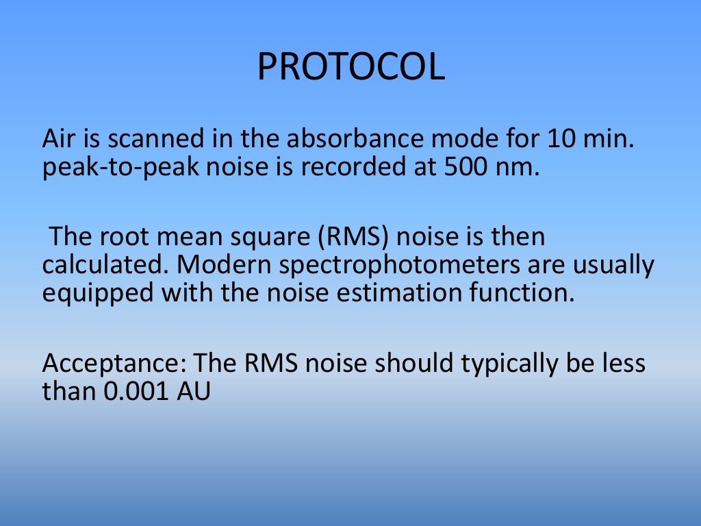 Calibration of spectrophotometer