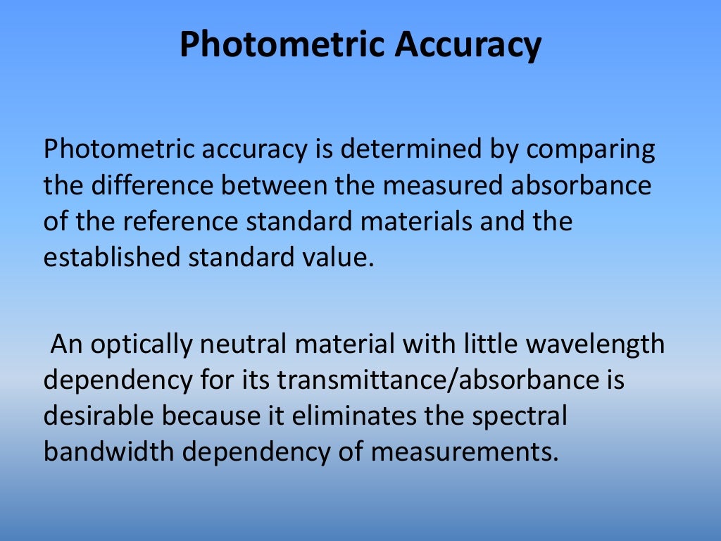 Calibration of spectrophotometer