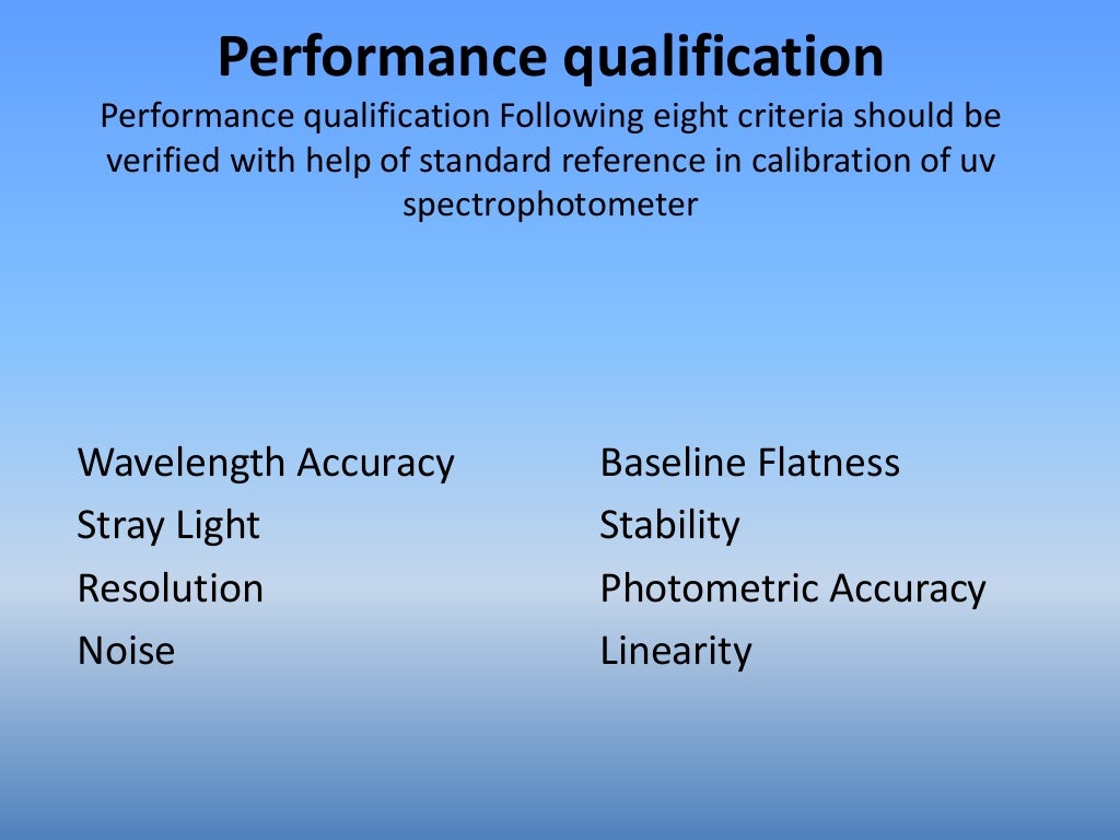 Calibration of spectrophotometer