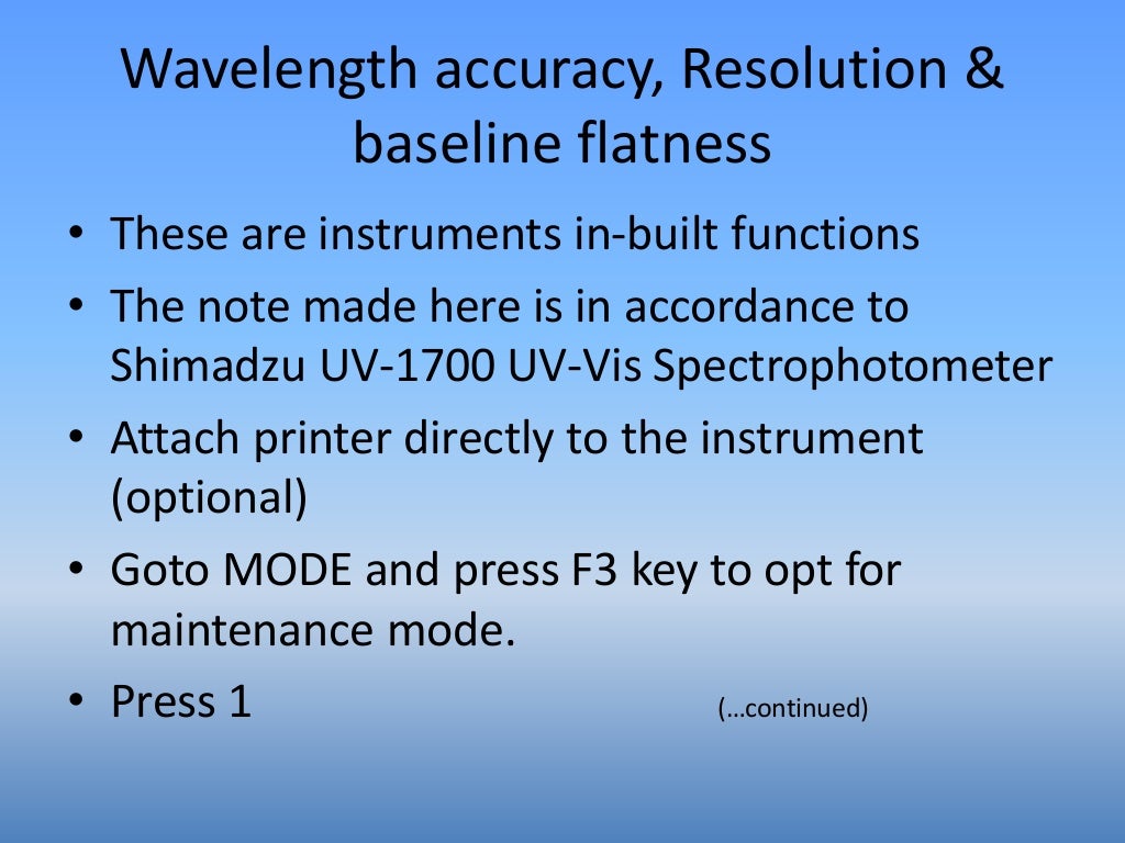 Calibration of spectrophotometer