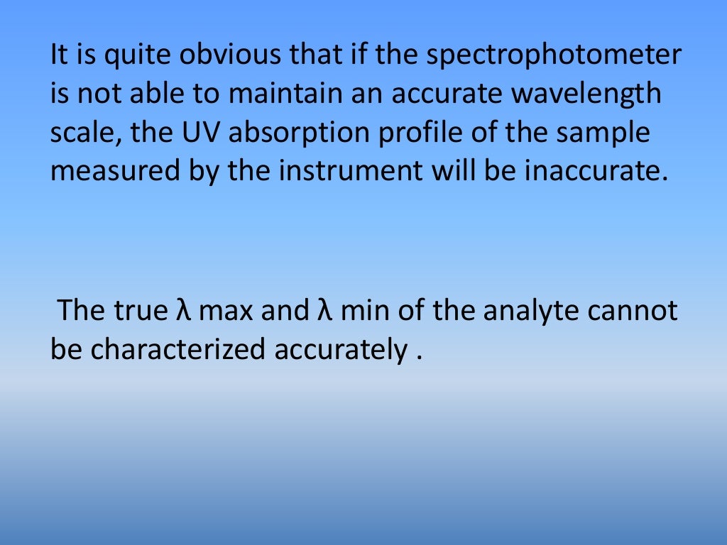 Calibration of spectrophotometer