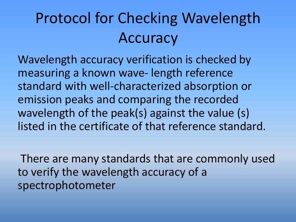 Calibration of spectrophotometer