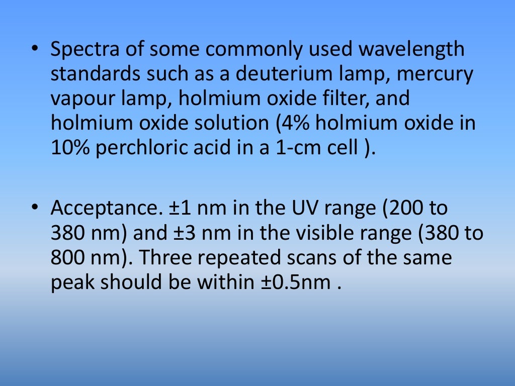 Calibration of spectrophotometer