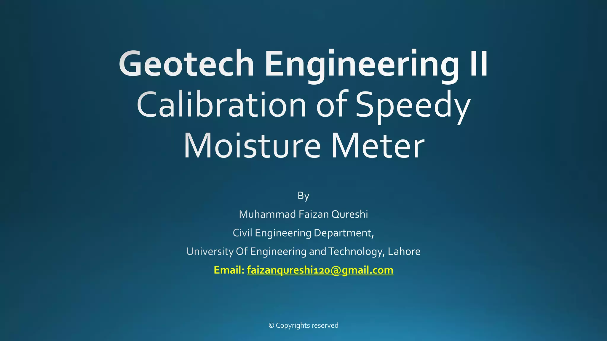 Calibration of speedy moisture meter PPT