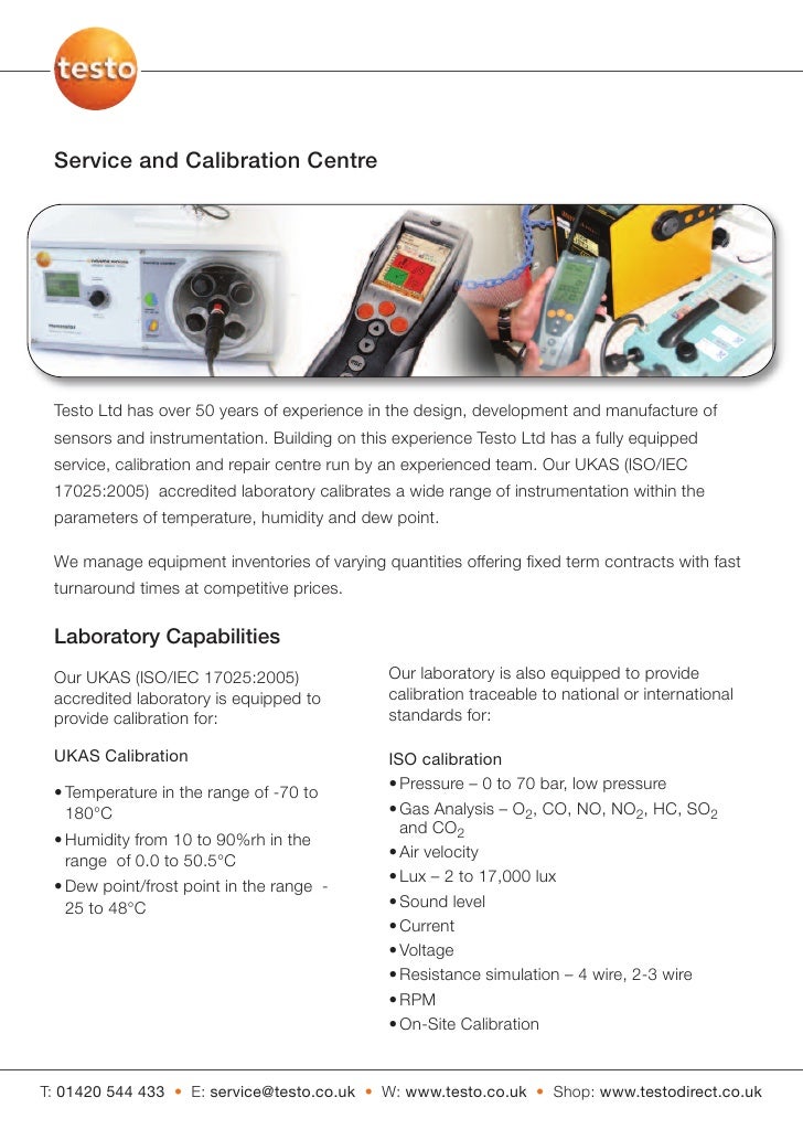 Calibration services brochure 2011