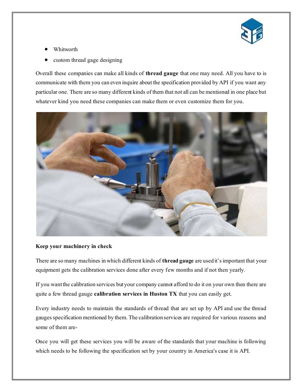 Calibration services to keep your thread gauge functional