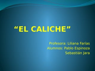 “EL CALICHE”
Profesora: Liliana Farías
Alumnos: Pablo Espinoza
Sebastián Jara
 
