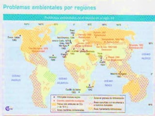 Problemas ambientales
y desarrollo sostenible
Deterioro de las
condiciones
naturales
Causas de los
problemas
ambientales
Acción
humana
La
naturale
za
Contami
nación
Contaminación
en:
Suelos
Agua Aire
 