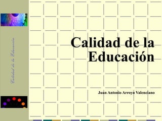 Calidad de la
Calidad de la Educación




                            Educación

                              Juan Antonio Arroyo Valenciano
 