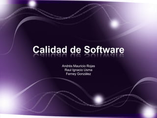 Calidad de Software
      Andrés Mauricio Rojas
       Raul Ignacio Usma
        Ferney González
 