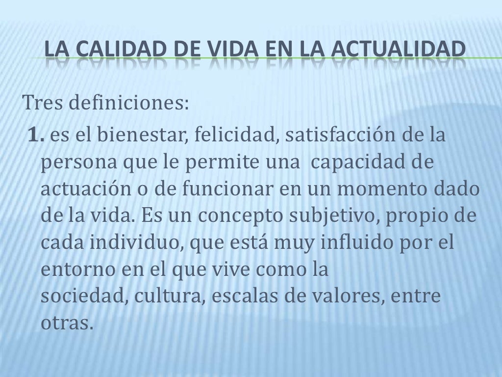 Calidad de vida