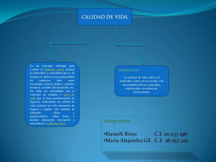 Calidad de vida mapa conceptual