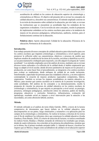 Revisión conceptual de “calidad educativa” y sus procesos en las instituciones de educación superior de criminología