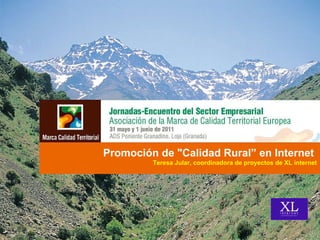 Promoción de &quot;Calidad Rural ”  en Internet  Teresa Jular, coordinadora de proyectos de XL internet 