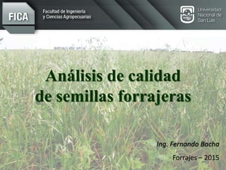Ing. Fernando Bacha
Forrajes – 2015
Análisis de calidad
de semillas forrajeras
 