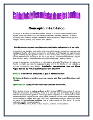 Calidad total y herramientas de mejora continua | DOCX