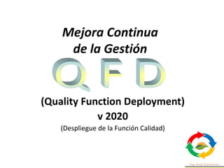 Mejora Continua
de la Gestión
(Quality Function Deployment)
v 2020
(Despliegue de la Función Calidad)
 