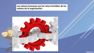 Los valores humanos son las raíces invisibles de los
valores de la organización.
 