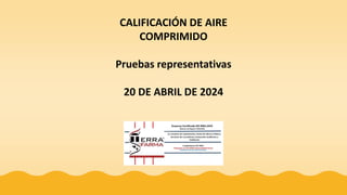 CALIFICACIÓN DE AIRE
COMPRIMIDO
Pruebas representativas
20 DE ABRIL DE 2024
 