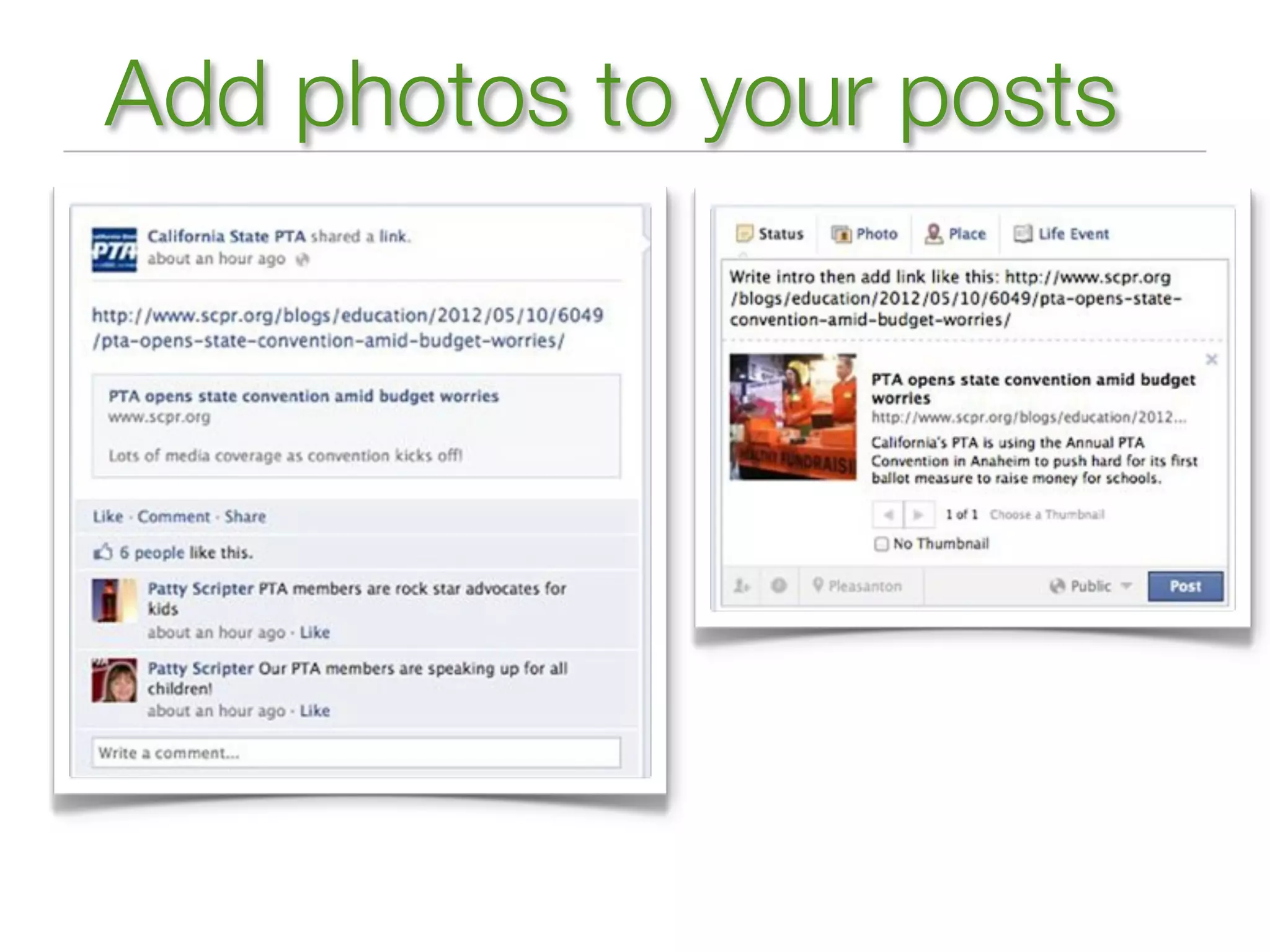 Add photos to your posts
 
