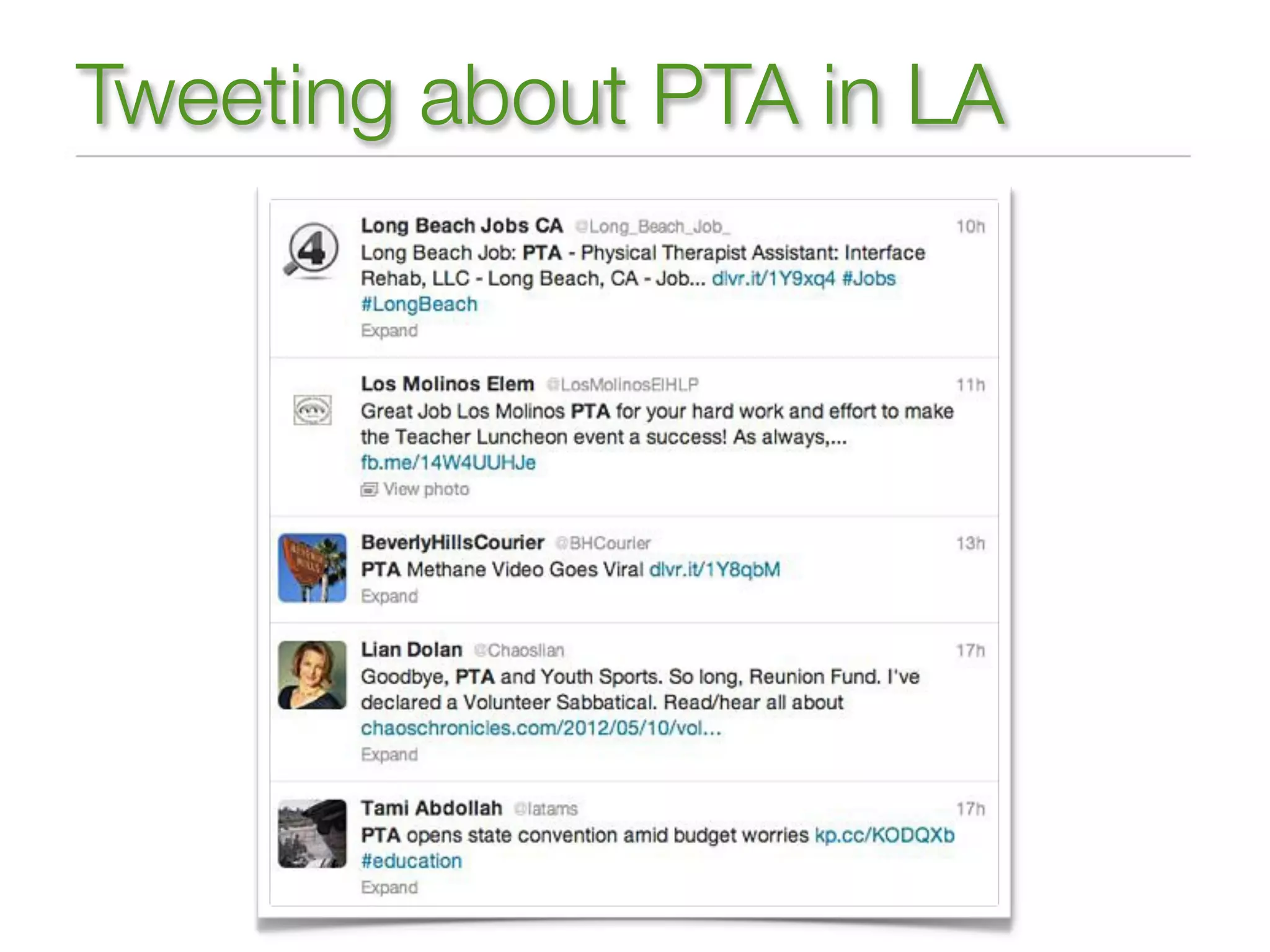 Tweeting about PTA in LA
 