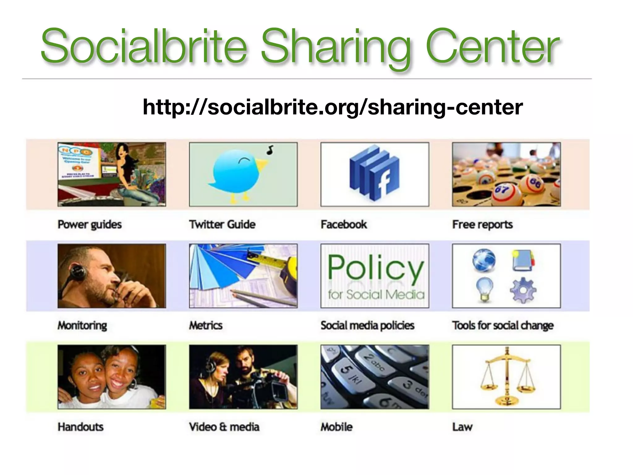 Socialbrite Sharing Center
     http://socialbrite.org/sharing-center
 