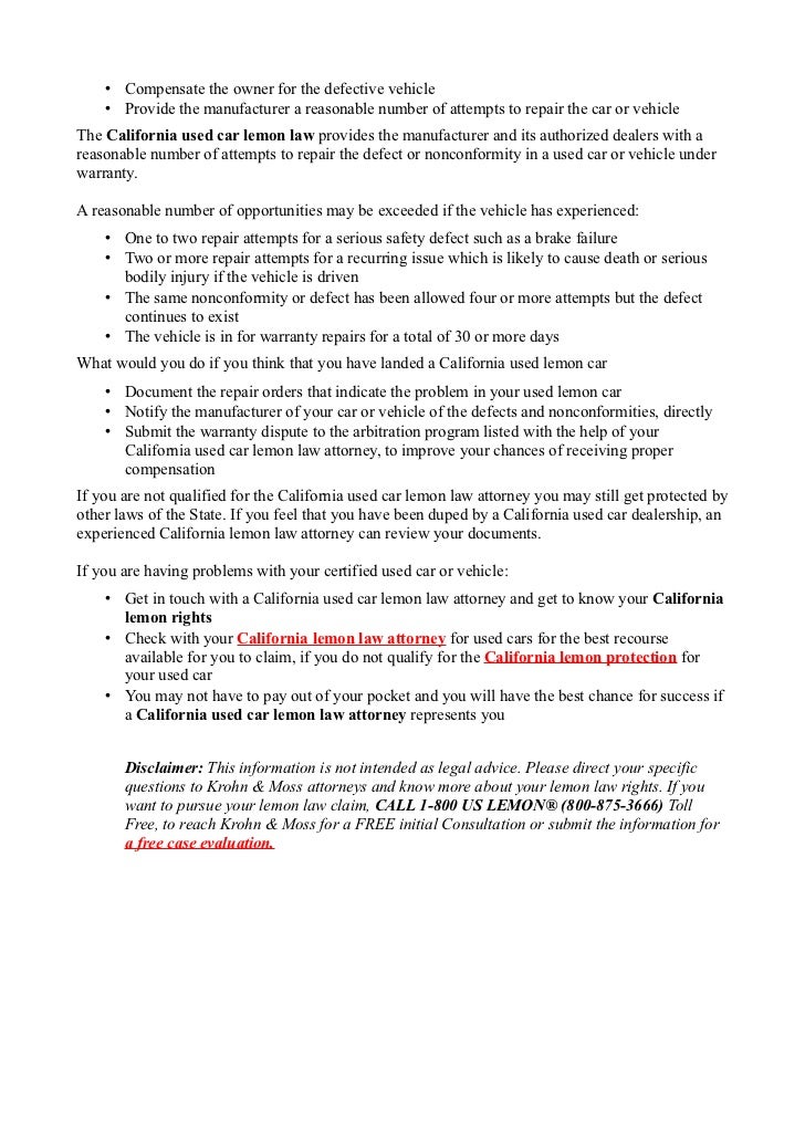 California Lemon Law Faqs