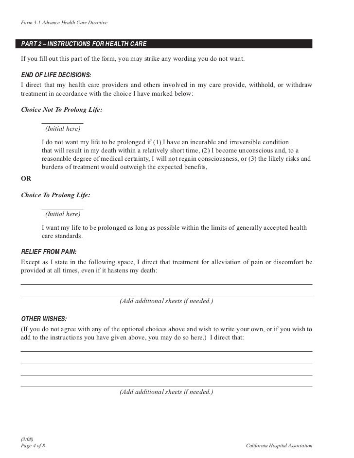 California advanced directive