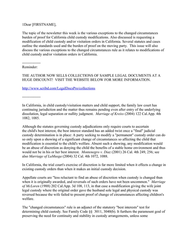 California child custody and visitation modifications PDF