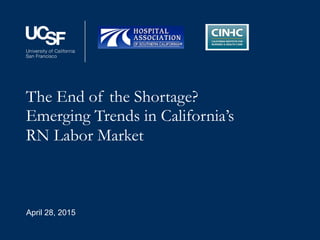 The End of the Shortage?
Emerging Trends in California’s
RN Labor Market
April 28, 2015
 