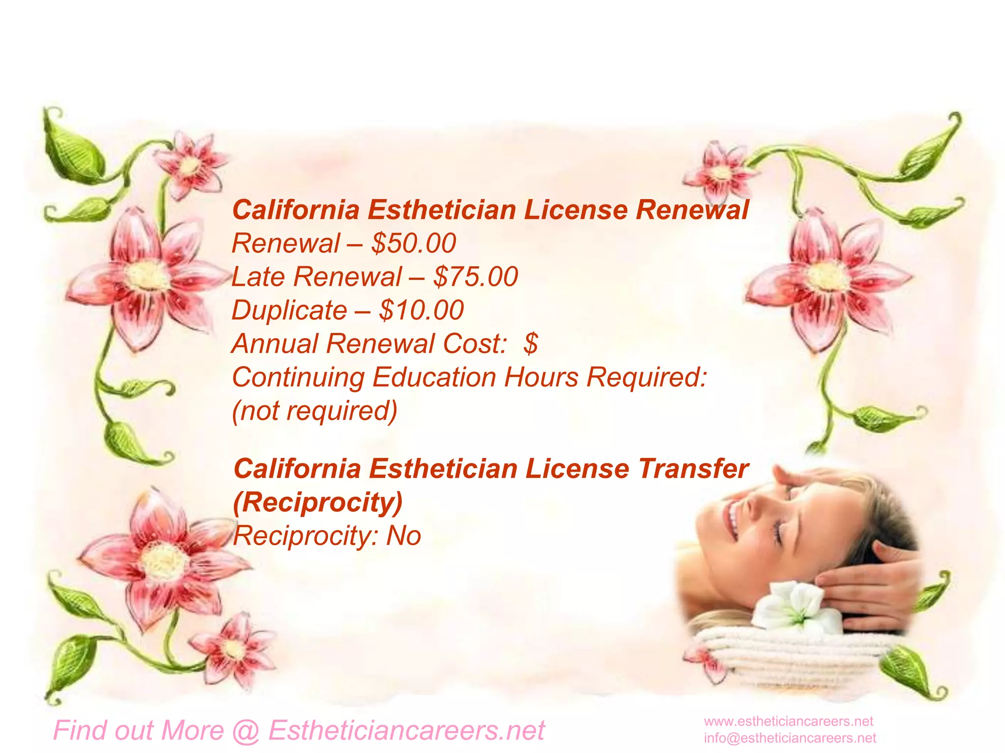 California esthetician license information
