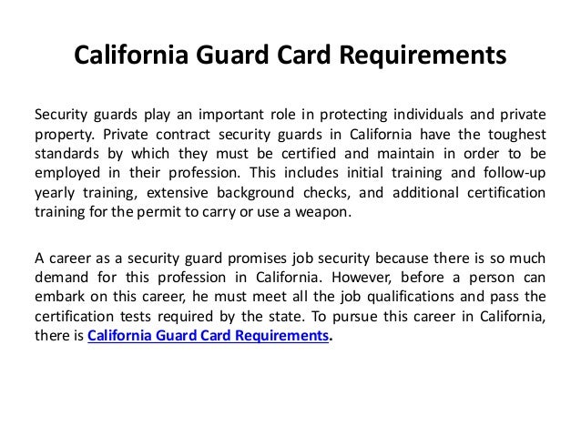 California Guard Card Requirements