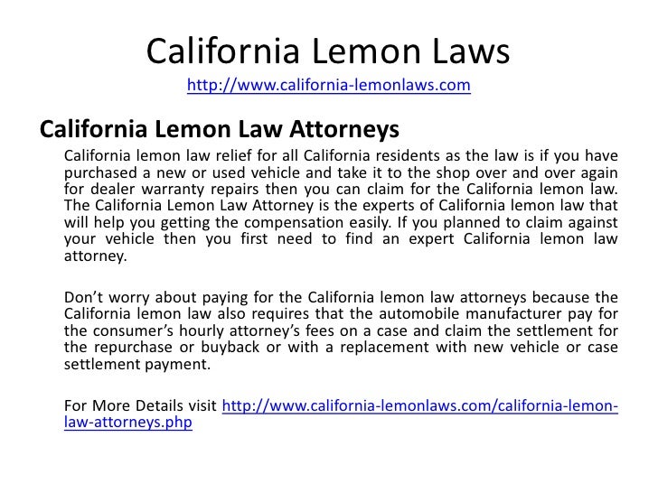California Lemon Laws Be Protected Always with it