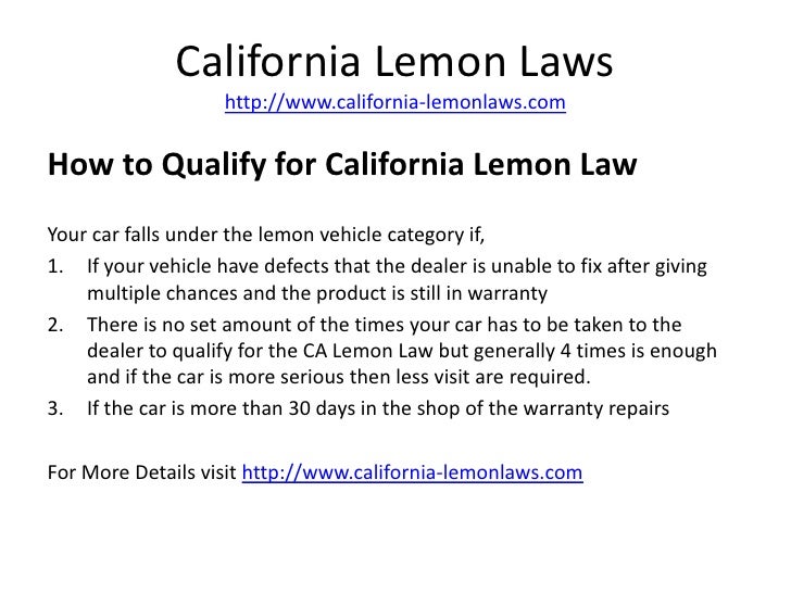 California Lemon Laws Be Protected Always with it