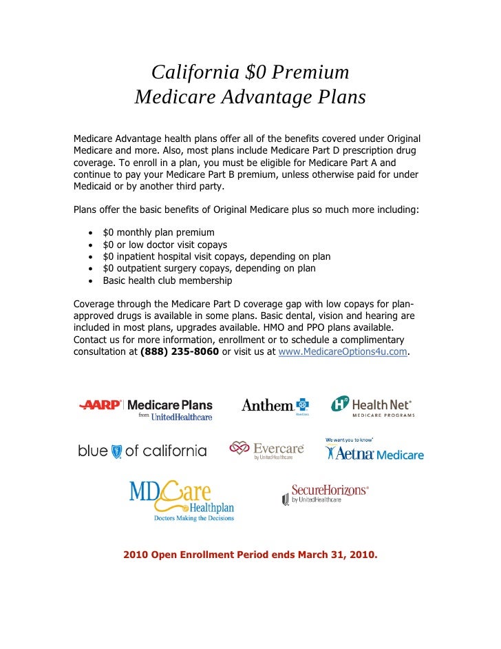 California 0 Premium Medicare Advantage Plans