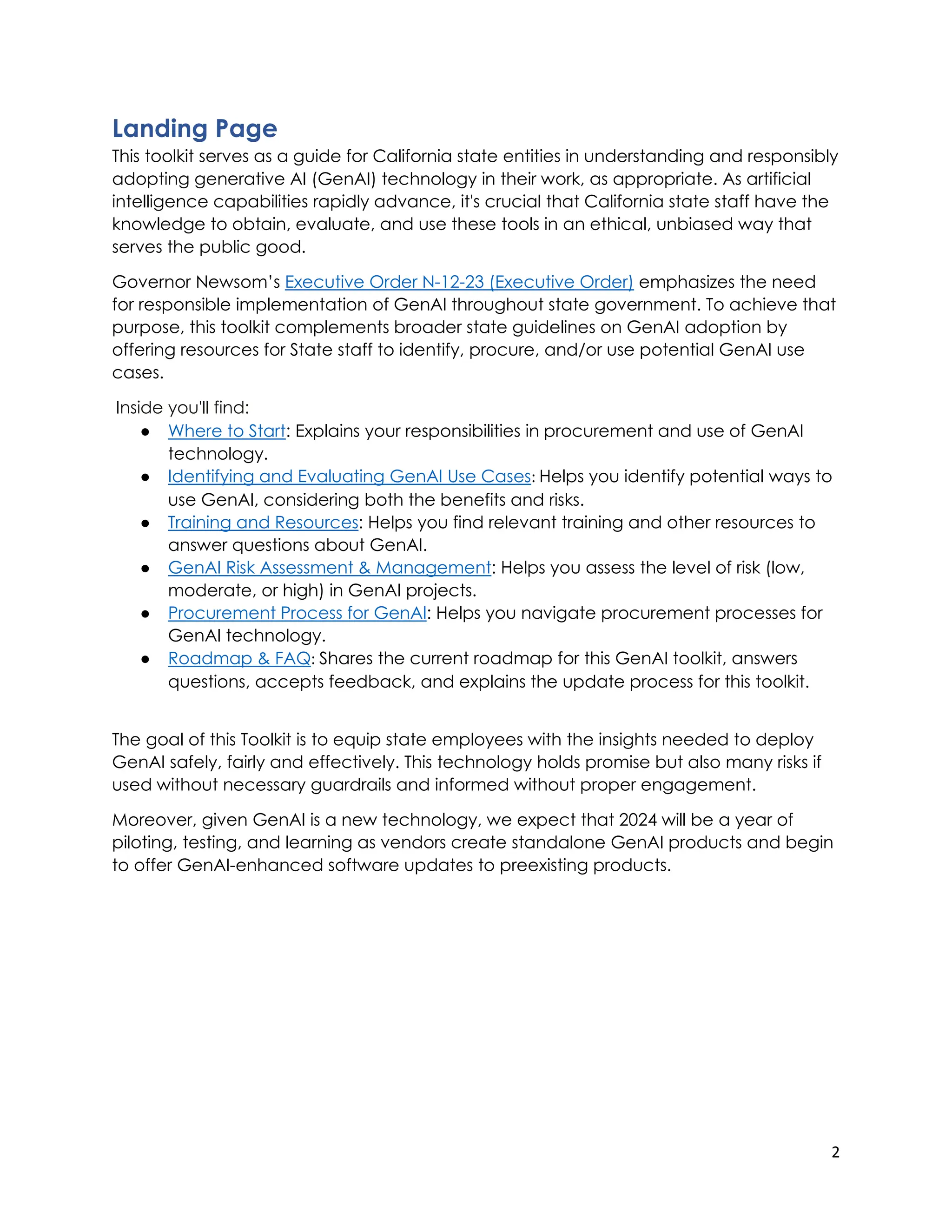 State of California Generative AI Toolkit for Procurement, Use, and ...