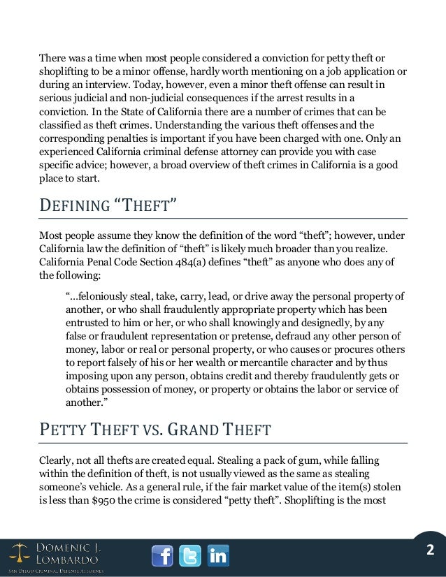 California Theft Crimes Understanding the Offenses and Penalties