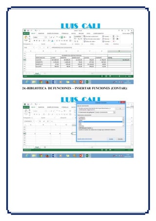 24.-BIBLIOTECA DE FUNCIONES – INSERTAR FUNCIONES (CONTAR):
 