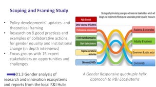 Scoping and Framing Study
• Policy developments’ updates and
theoretical framing
• Research on 9 good practices and
exampl...