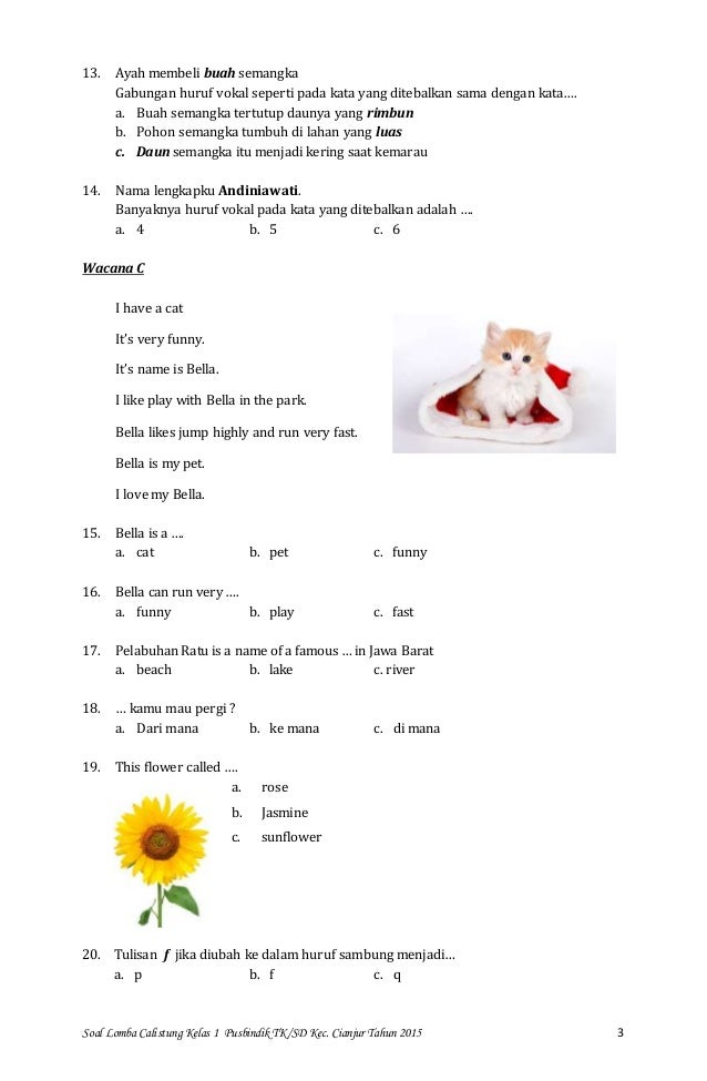 Calistung kelas 1 tahap 2