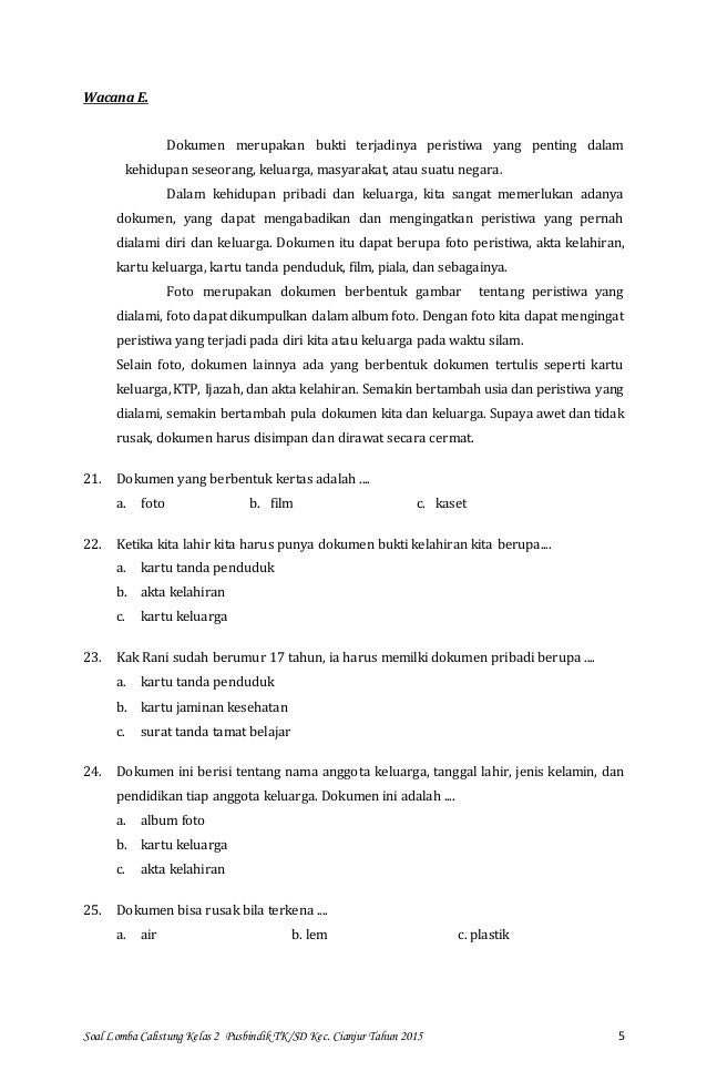 Calistung kelas 2 tahap 2