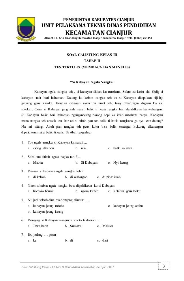 Calistung kelas 3 tahap 1 4