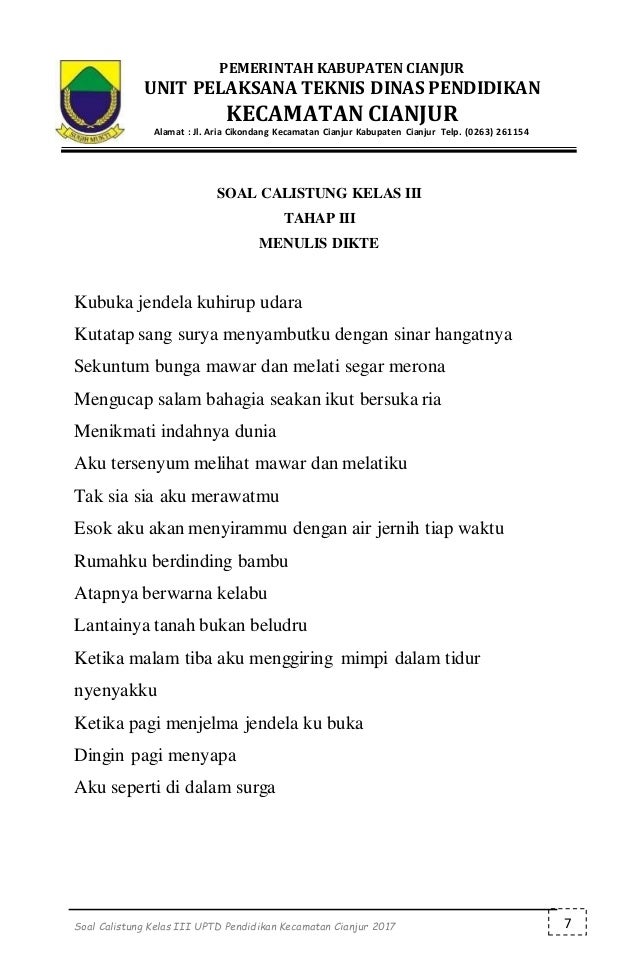 Calistung Kelas 3 Tahap 1 4 Calistung Kelas 3 Tahap 1 4